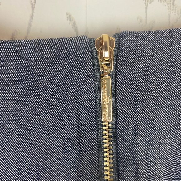 KARL LAGERFELD Sleeveless Cotton Denim & Lace Trim Dress 8 Exposed Zipper - Picture 8 of 11